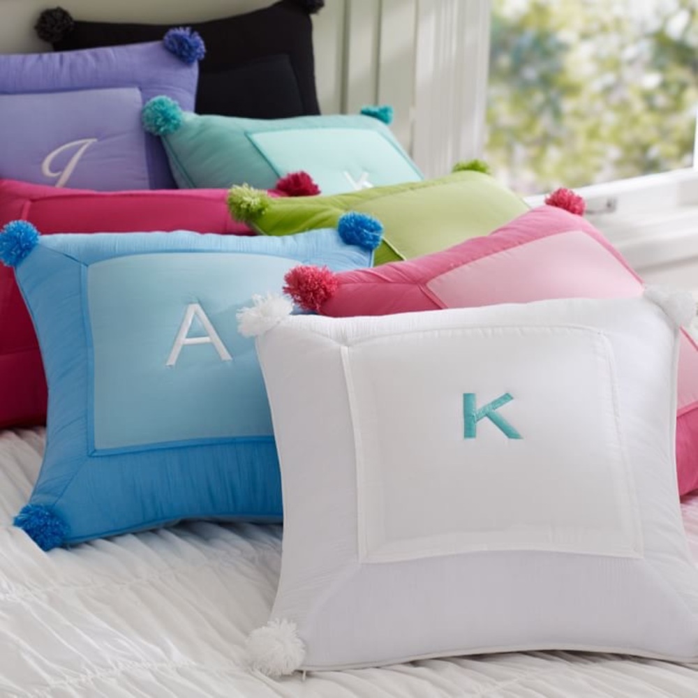 PB Teen Crinkle Puff Throw Pillows (2) - Hot Pink, 16x16